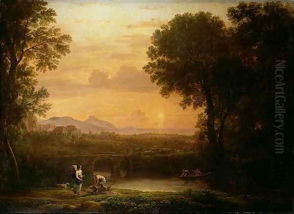 Landscape at Dusk Oil Painting by Claude Lorrain (Claude Gellee)