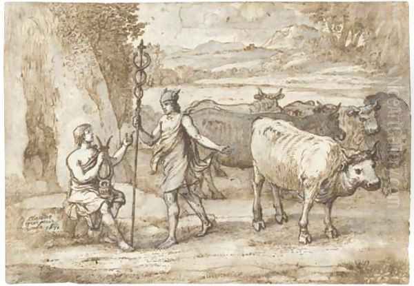 Mercury returning the cattle of Admetus to Apollo Oil Painting by Claude Lorrain (Claude Gellee)