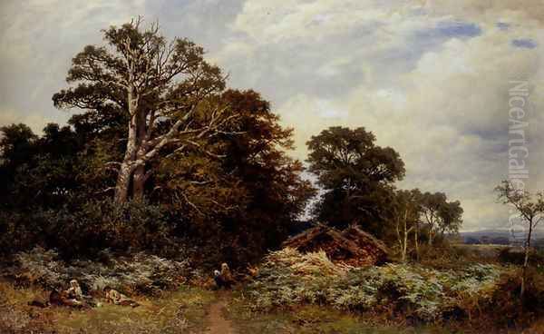 A Surrey Woodland Oil Painting by Benjamin Williams Leader