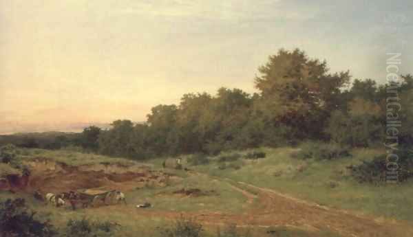 The Sandpit, Burrow's Cross Oil Painting by Benjamin Williams Leader
