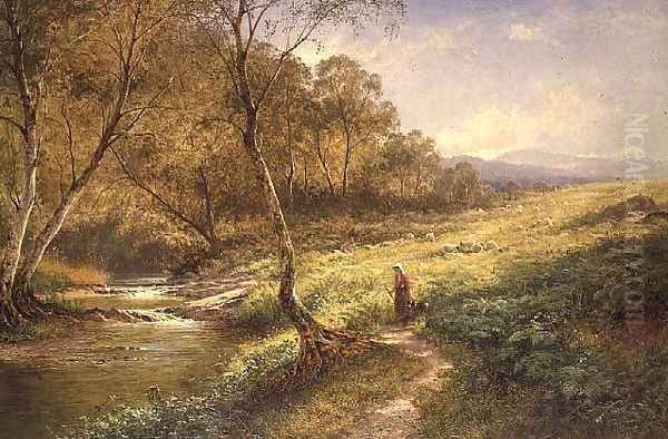 On the Lledr 1881 Oil Painting by Benjamin Williams Leader