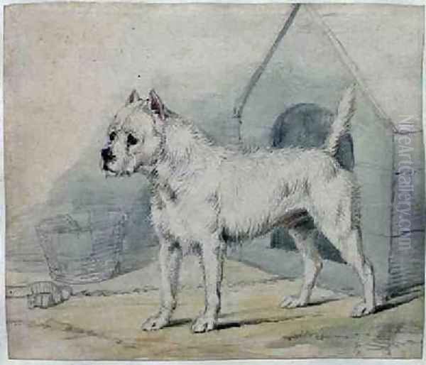 Dog Outside a Kennel Oil Painting by Sir Edwin Henry Landseer