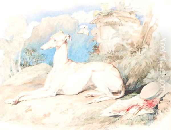 A greyhound in an arcadian landscape Oil Painting by Sir Edwin Henry Landseer