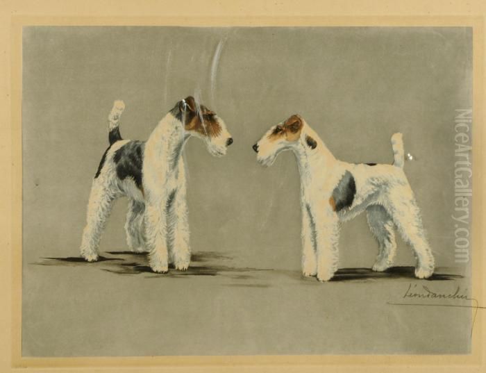 Fox Terrier Oil Painting by Leon Danchin