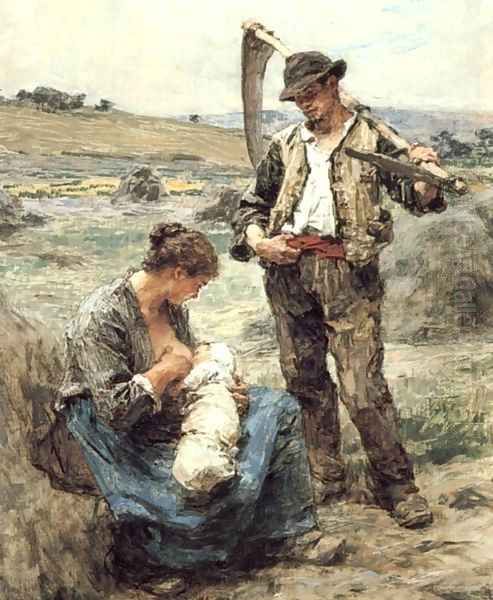 Maternite ou L'Heureuse Famille (Maternity, or, The Happy Family) Oil Painting by Leon Augustin Lhermitte
