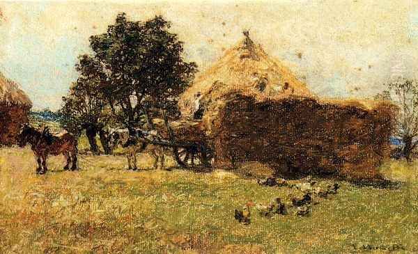 Construction d'une Meule Oil Painting by Leon Augustin Lhermitte