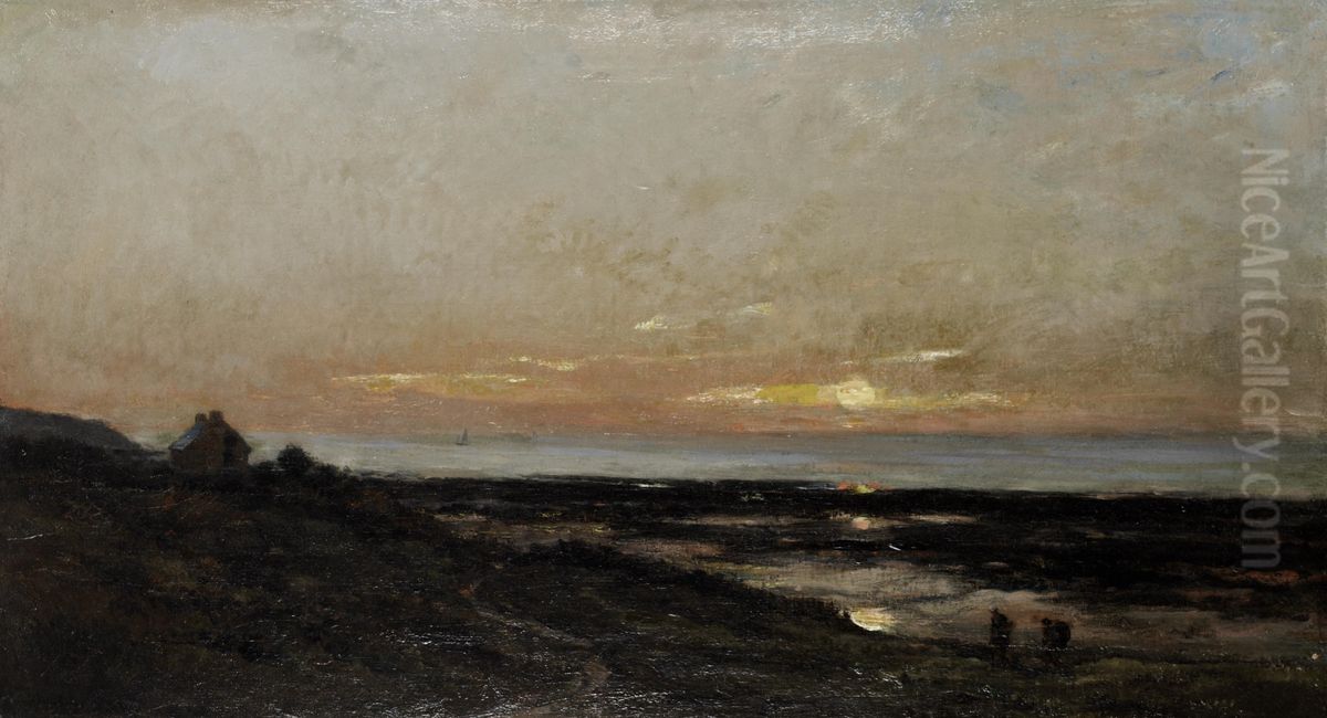 Maree Basse A Villerville Oil Painting by Charles-Francois Daubigny
