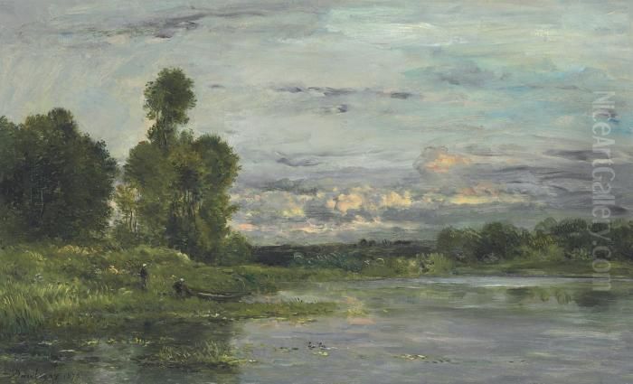 Les Bords De L'oise Oil Painting by Charles-Francois Daubigny
