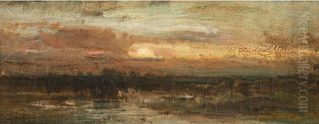Etude De Ciel, Lever Delune Oil Painting by Charles-Francois Daubigny