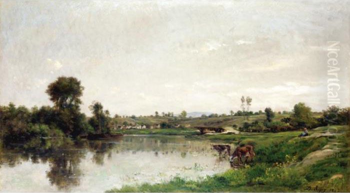 Les Sablieres Pres De Valmondois Oil Painting by Charles-Francois Daubigny