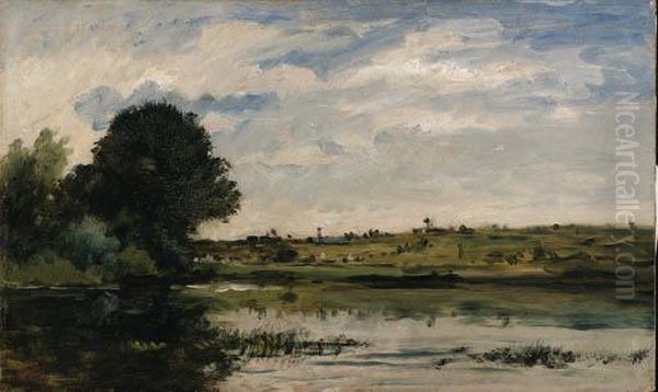 Au Bord De La Seine Oil Painting by Charles-Francois Daubigny
