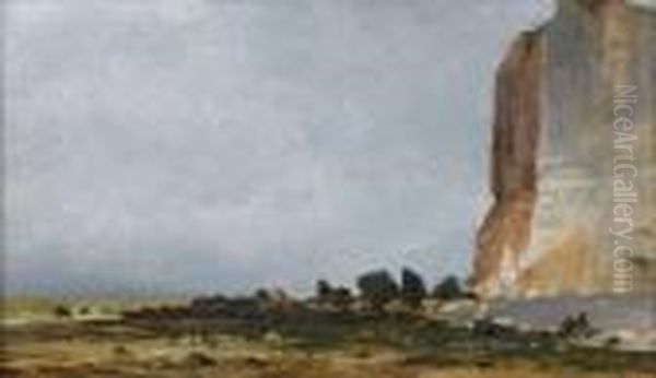 Les Roches A Fecamp Oil Painting by Karl Pierre Daubigny