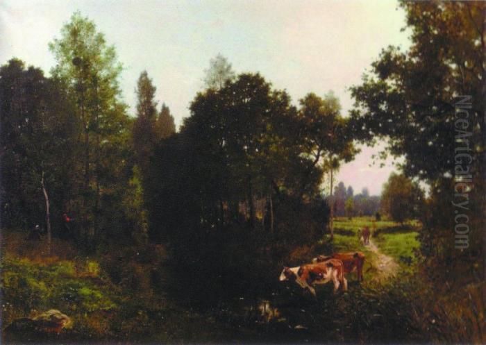 Scene Champetre Oil Painting by Karl Pierre Daubigny