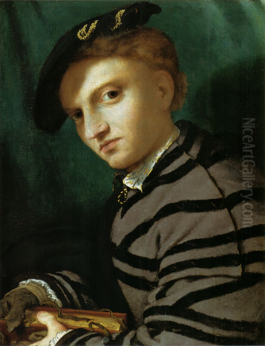 Portrait of a Young Man with a Book Oil Painting by Lorenzo Lotto