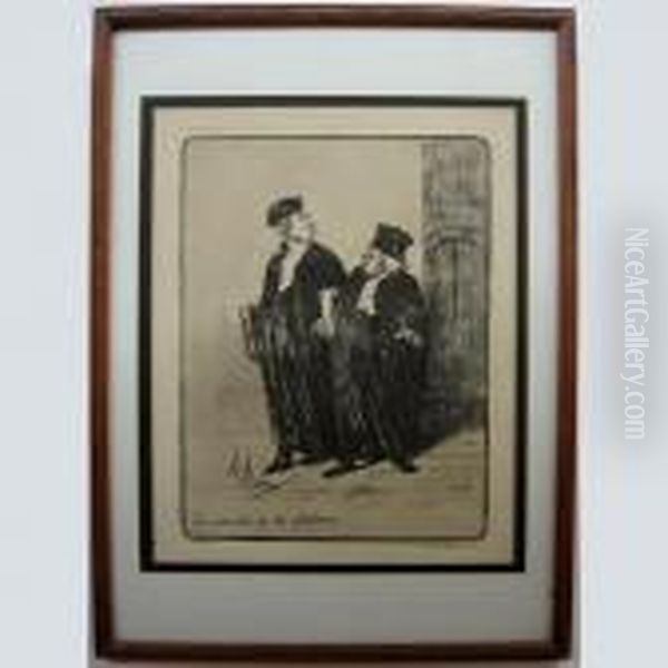 Les Avocats Et Les Plaideurs; Les Gens De Justice Oil Painting by Honore Daumier