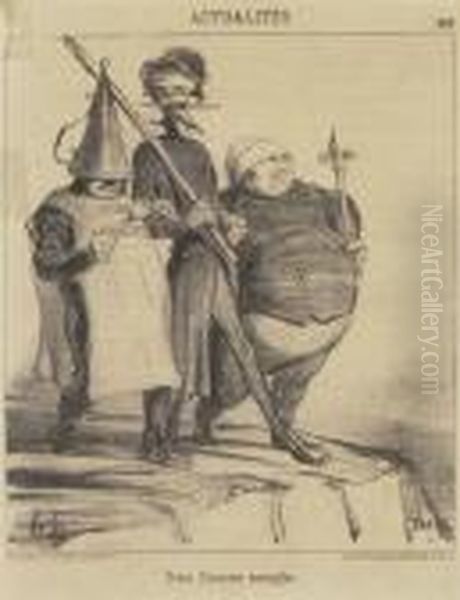 Actualites Oil Painting by Honore Daumier
