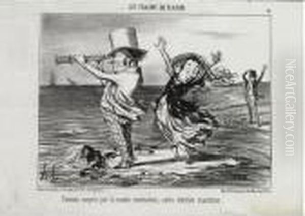 A Set Of Circa 100 Caricatures 
Taken From Various Newspapers Andmagazines, Editions Unknown Oil Painting by Honore Daumier