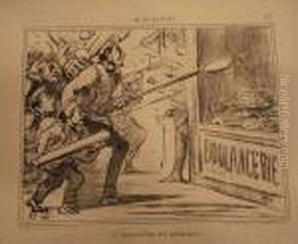 [boulangerie]. L'insurrection Des Ptissiers. (actualites, Pl. 557). 1858. Oil Painting by Honore Daumier