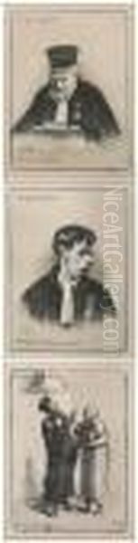 Jacquinot-godard; Plougoulm, 
Procureur General; And L'avocat Suffisant: Three Works From Les Gens De 
Justice Oil Painting by Honore Daumier