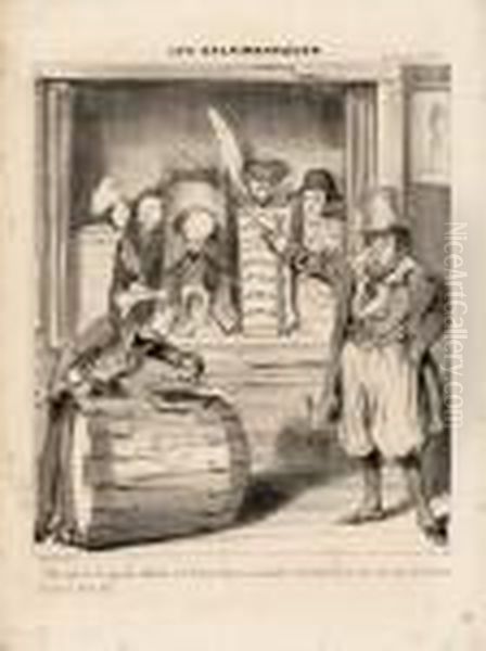 Vous Voyez Ici Les Grandes Celebrites De La France Litteraire,
 Musicale Et Artistique... (la Caricature, No. 26). 1839. Oil Painting by Honore Daumier