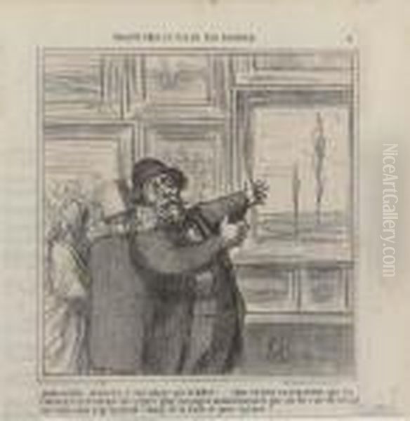 Quelle Societe Abatardie Et Corrompue..., From Croquis Pris Au Salon Par Daumier Oil Painting by Honore Daumier