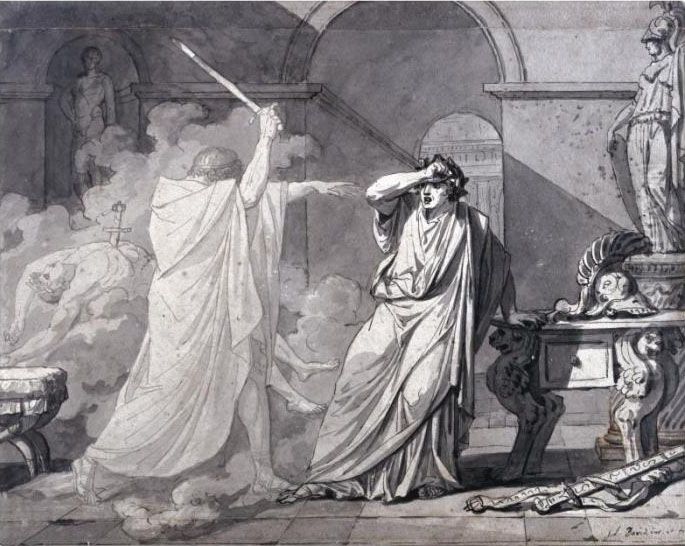 The Ghost Of Septimus Severus 
Appearing To Caracalla, After The Murder Of His Brother Geta Oil Painting by Jacques Louis David