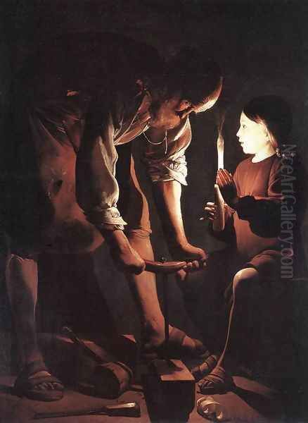 Christ in the Carpenter's Shop 1645 Oil Painting by Georges de La Tour