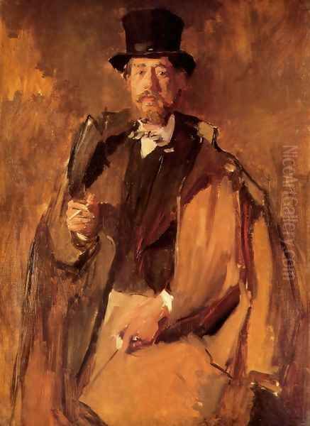 Portrait of Pal Szinyei Merse (1845-1920) Oil Painting by Wilhelm Leibl