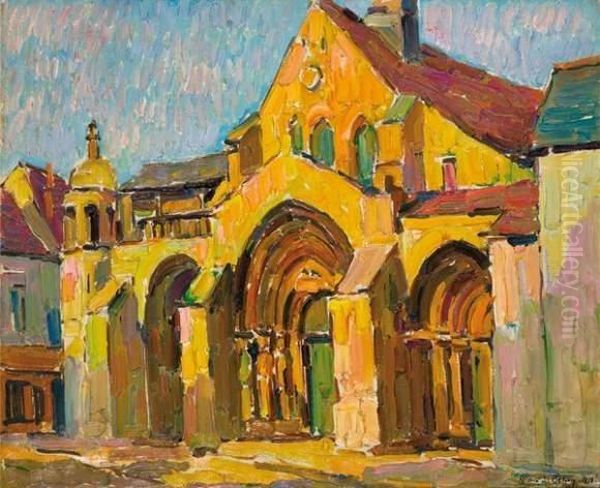 Provins : L'eglise Collegiale Oil Painting by Pierre De Belay