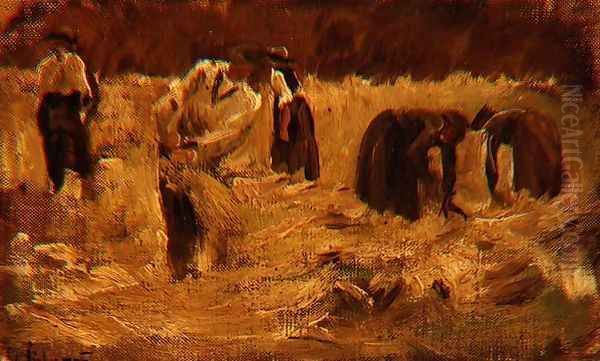 Making Hay Oil Painting by Max Liebermann