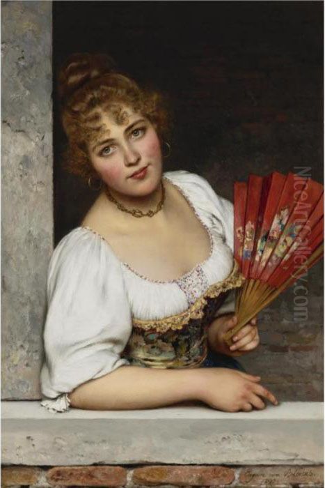 At The Window Oil Painting by Eugene de Blaas