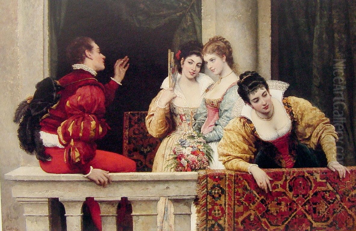 On The Balcony Oil Painting by Eugene de Blaas