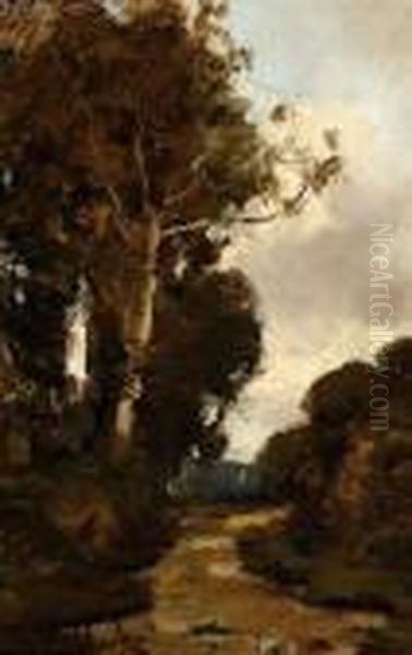 Countryroad Oil Painting by Theophile Emile Achille De Bock