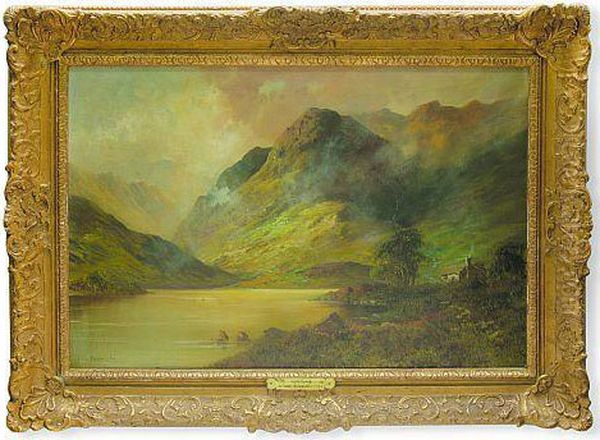The Highland Lake Oil Painting by Alfred de Breanski