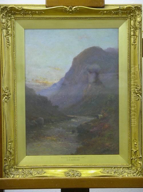 Evening Near Callander, N.b Oil Painting by Alfred de Breanski