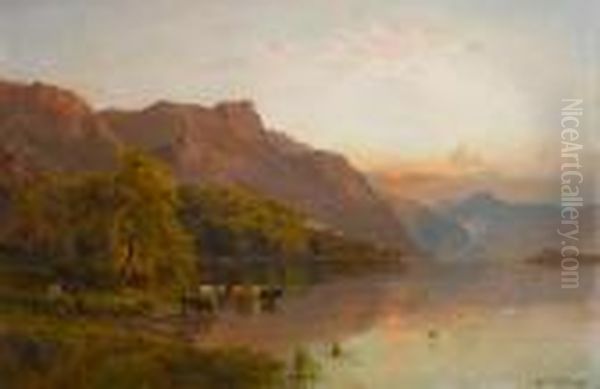 Gwynant, North Wales Oil Painting by Alfred de Breanski
