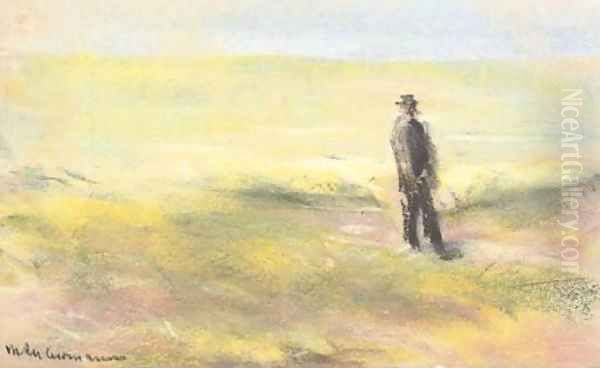 Einsamer Mann auf einer Dutne Oil Painting by Max Liebermann