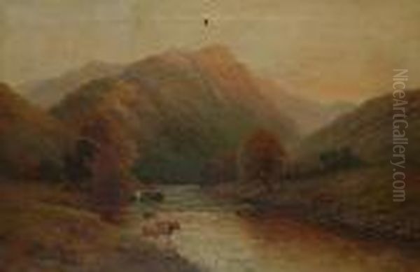 On The Conway. Oil Painting by Alfred de Breanski