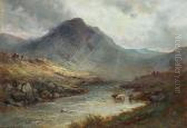 The Valley Of The Turk; The Valley Of The Leney Oil Painting by Alfred de Breanski