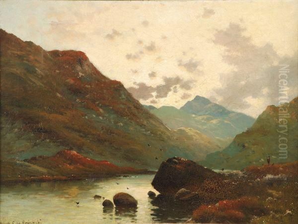 Llyn Ogwen, North Wales Oil Painting by Alfred Fontville De Breanski