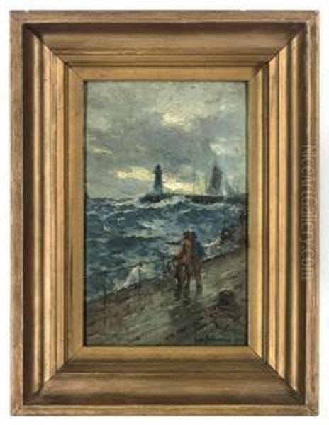 The Lighthouse Oil Painting by Alfred Fontville De Breanski