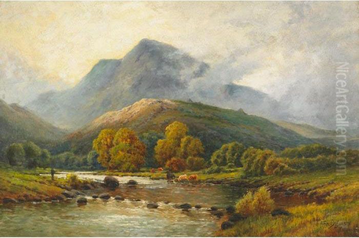Moel Siabod From Capel Craig, N. Wales Oil Painting by Alfred Fontville De Breanski