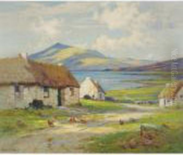 Above The Lake, County Donegal Oil Painting by Alfred Fontville De Breanski