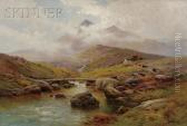 Snowden From Pen-y Gwryd, N. Wales Oil Painting by Alfred Fontville De Breanski