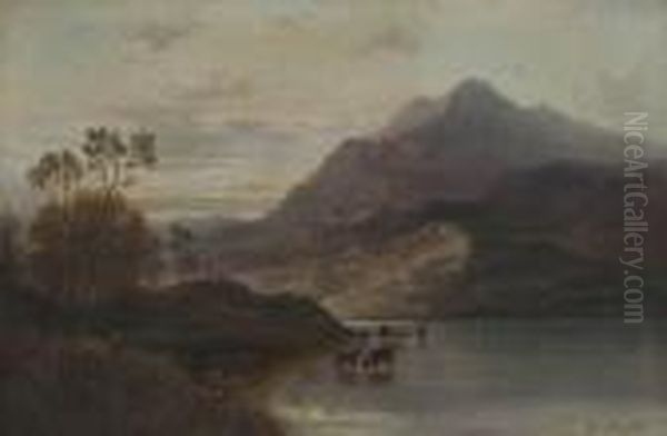 Paesaggio Con Armenti Oil Painting by Alfred Fontville De Breanski