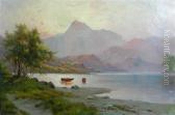 Loch Katrine And Ben Vorlich Oil Painting by Alfred Fontville De Breanski