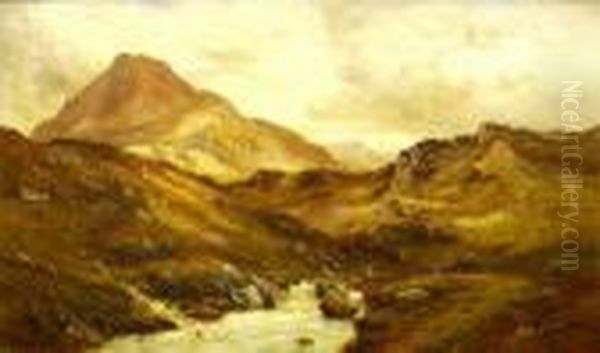 Moel Siabod Oil Painting by Alfred Fontville De Breanski