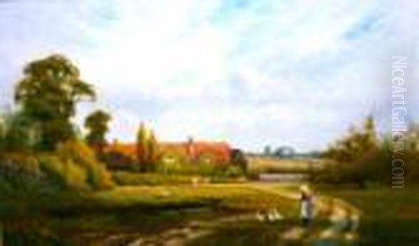 In The Village Of Cleave Oil Painting by Alfred Fontville De Breanski