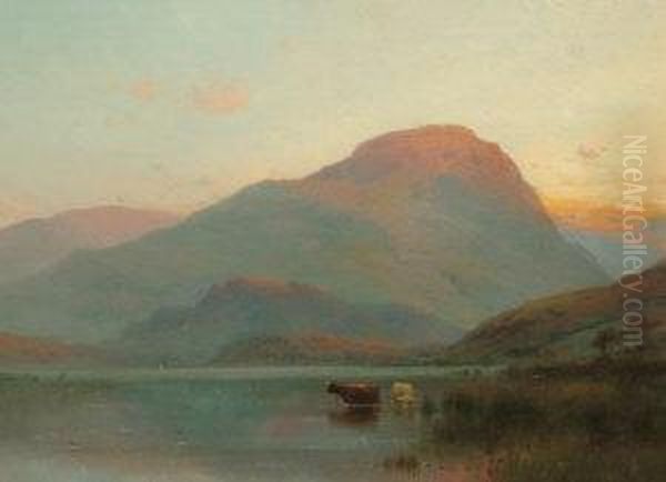 Evening, Ullswater Oil Painting by Alfred Fontville De Breanski
