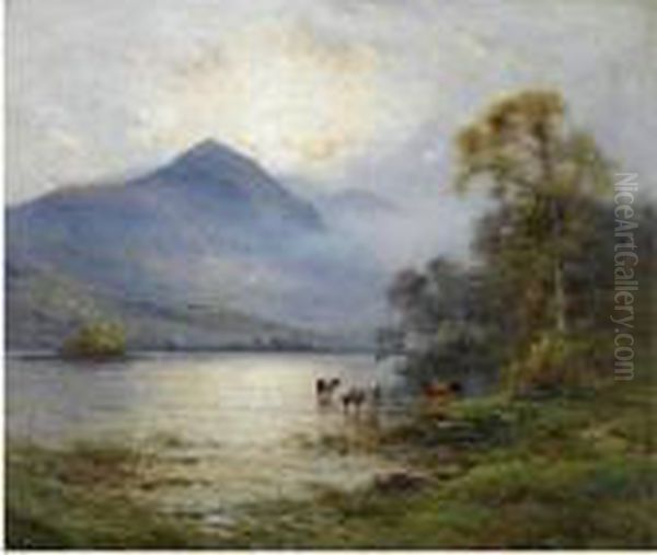 Morning Mists Retreating Oil Painting by Alfred Fontville De Breanski